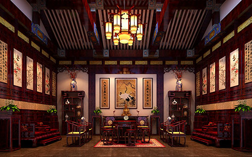 海南藏族古色古香的中式四合院装修效果图