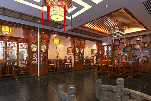 海南藏族优雅恬淡中式茶叶店装修设计效果图