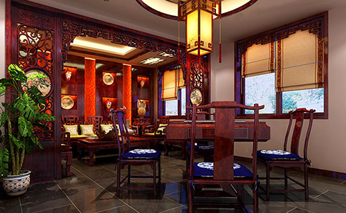 海南藏族古典中式风格茶楼包间设计装修效果图