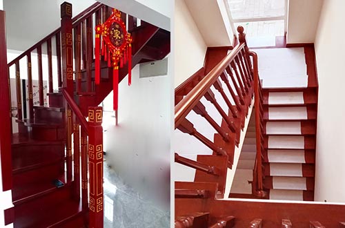海南藏族自建别墅中式实木楼梯全屋定制设计效果图